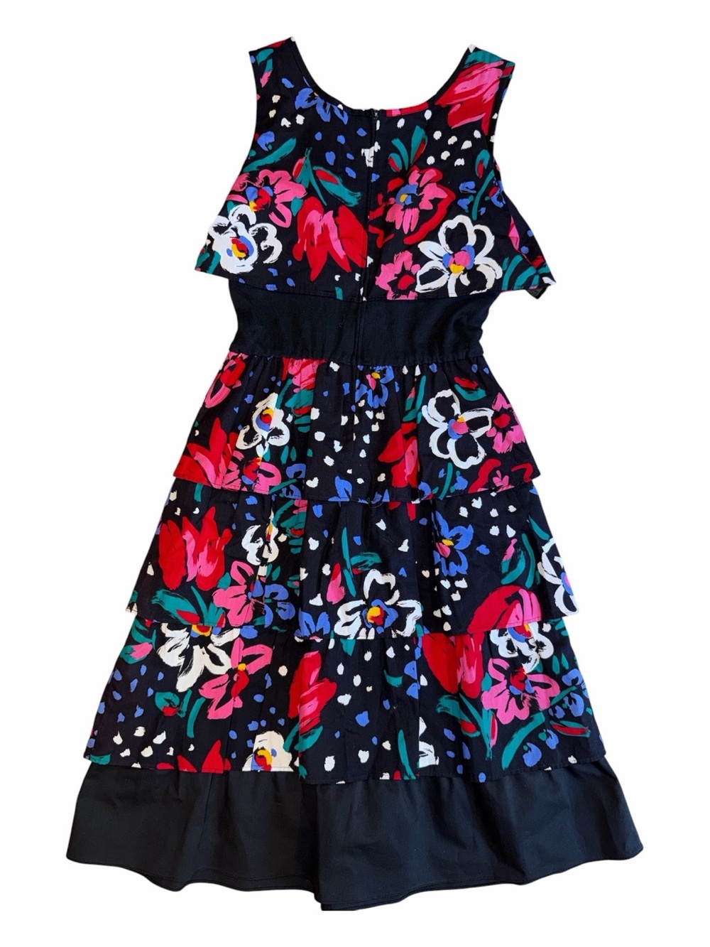 Liberty House, vintage Black Floral Ruffle High-Low Tiered Dress - Picture 2 of 4